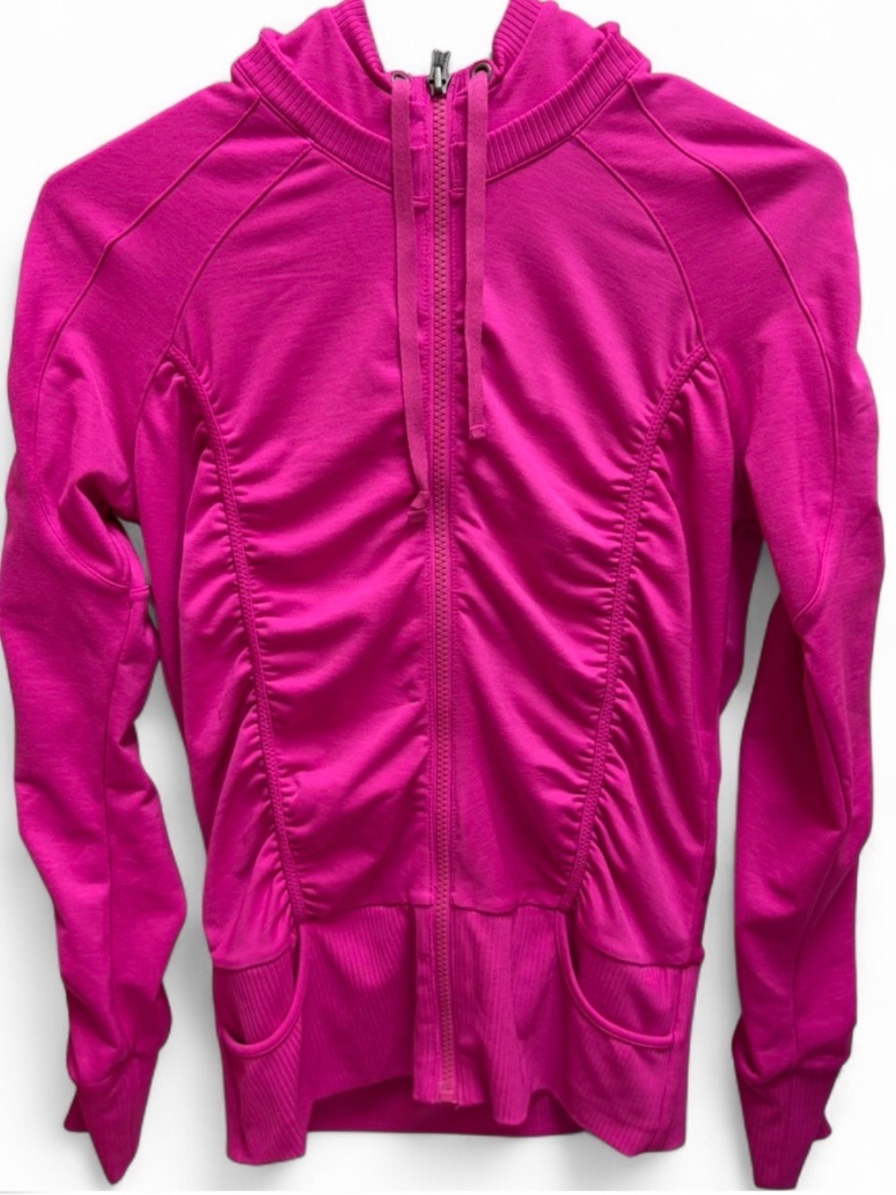 ATHLETA  zip up hoodie Ruched Lightweight Style #903671 Bright Pink Size XS